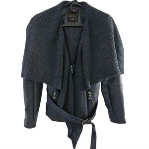 G.I.L.I. Sweater Knit Cascade Motorcycle Jacket - Deep Navy A 280338